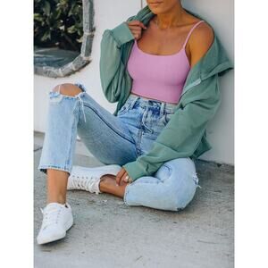 REORIA Women Adjustable Spaghetti Strap Seamless Camisole Crop Top Sz XL Purple